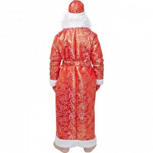 Карнавальный костюм "Дед Мороз", шуба из парчи, шапка, рукавицы, пояс, мешок, р. 52-54