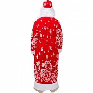 Карнавальный костюм "Дед Мороз", шуба, шапка, варежки, пояс, мешок, р-р 52-54, рост 182 см