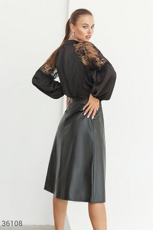 Ультрамодная кожаная юбка-миди