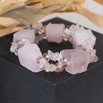Браслет ручная работа &quot;Кварц розовый&quot; галтовка необработанная ,d=5,5см