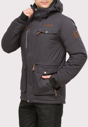 Мужская зимняя горнолыжная куртка темно-серого цвета 1910TC