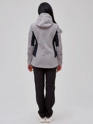 Женский осенний весенний костюм спортивный softshell серого цвета 02036Sr