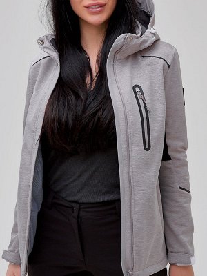 Женский осенний весенний костюм спортивный softshell серого цвета 02036Sr