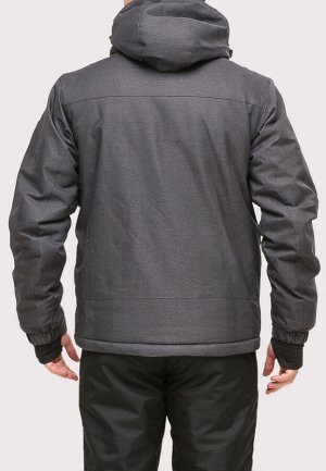 Мужская зимняя горнолыжная куртка темно-серого цвета 1901TC