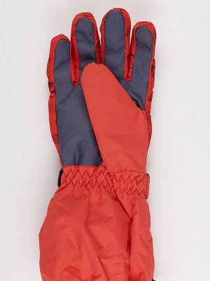 Подростковые для мальчика зимние горнолыжные перчатки оранжевого цвета 972O