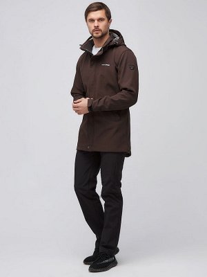 Мужской осенний весенний костюм спортивный softshell коричневого цвета 02010K