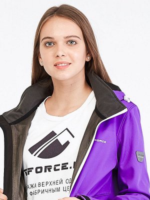 Женский осенний весенний костюм спортивный softshell фиолетового цвета 019077-1F