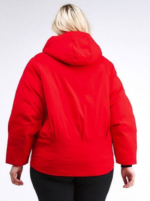 Женская зимняя классика куртка большого размера красного цвета 74-903_4Kr