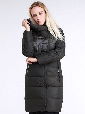 Женская зимняя молодежная куртка стеганная темно-серого цвета 870_13TC