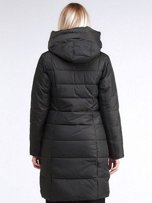 Женская зимняя молодежная куртка стеганная темно-серого цвета 870_13TC