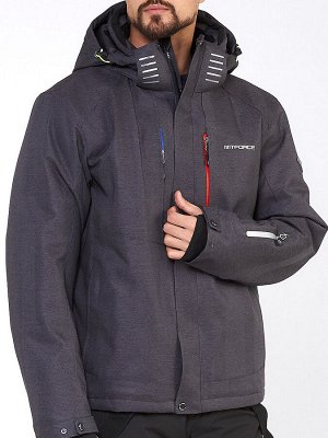 Мужская зимняя горнолыжная куртка большого размера темно-серого цвета 19471TC