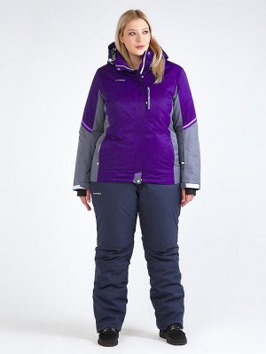 Женская зимняя горнолыжная куртка большого размера темно-фиолетового цвета 1934TF