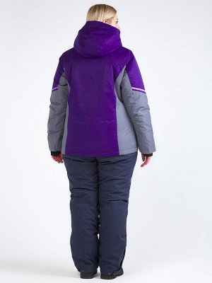 Женский зимний костюм горнолыжный большого размера темно-фиолетового цвета 01934TF