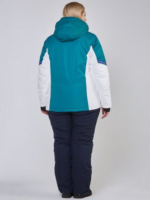Женский зимний костюм горнолыжный большого размера бирюзового цвета 01934Br
