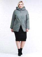 Женская зимняя классика куртка большого размера цвета хаки 86-801_7Kh