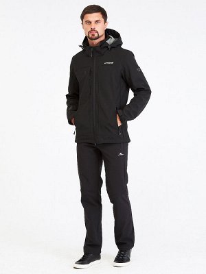 Мужской осенний весенний костюм спортивный softshell черного цвета 01915Ch