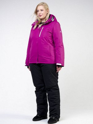 Женский зимний костюм горнолыжный большого размера фиолетового цвета 011982F