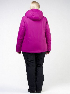 Женский зимний костюм горнолыжный большого размера фиолетового цвета 011982F