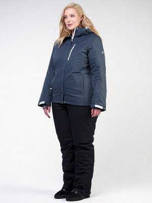 Женский зимний костюм горнолыжный большого размера темно-серого цвета 011982TC