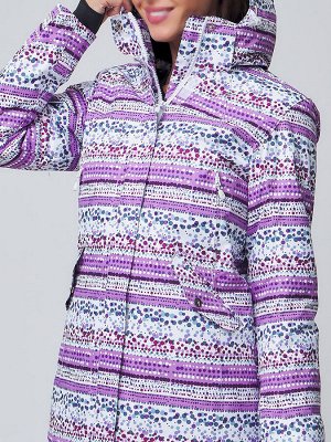Женская зимняя горнолыжная куртка фиолетового цвета 1937F