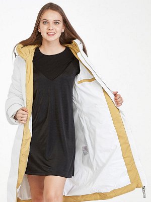 Женская зимняя классика куртка с капюшоном белого цвета 100-927_31Bl