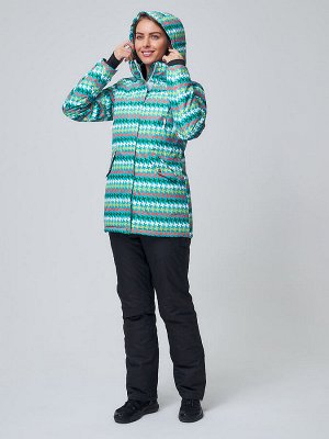 Женский зимний горнолыжный костюм бирюзового цвета 01937Br