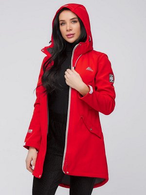 Женская осенняя весенняя парка softshell красного цвета 2026Kr