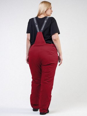 Женские зимние горнолыжные брюки большого размера бордового цвета 1878Bo