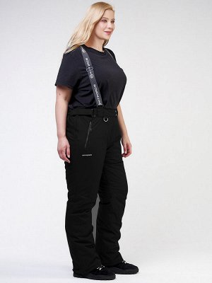 Женские зимние горнолыжные брюки большого размера черного цвета 1878Ch
