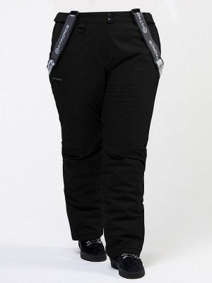 Женские зимние горнолыжные брюки большого размера черного цвета 1878Ch