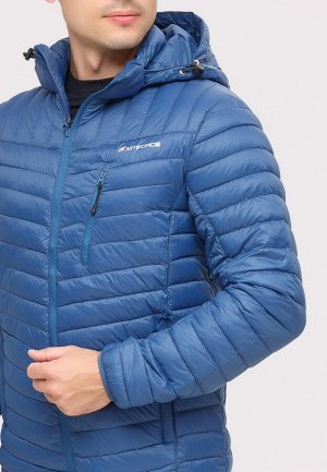 Мужская осенняя весенняя спортивная куртка стеганная синего цвета 1858S