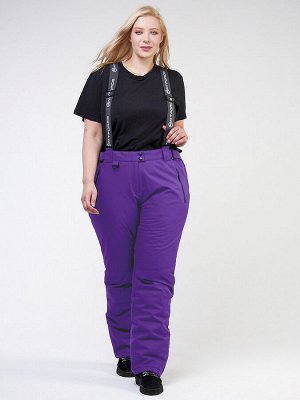 Женские зимние горнолыжные брюки большого размера фиолетового цвета 1878F