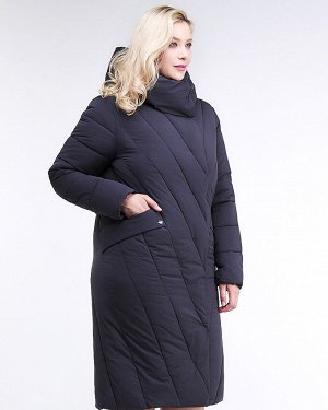 Куртка зимняя женская классическая одеяло темно-синего цвета 191949_02TS
