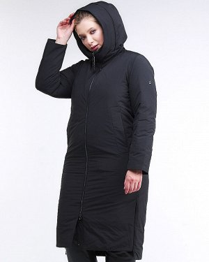 Женская зимняя классика куртка большого размера черного цвета 112-919_701Ch