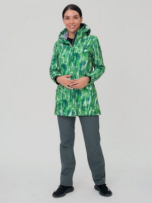 Женский осенний весенний костюм спортивный softshell зеленого цвета 019221Z