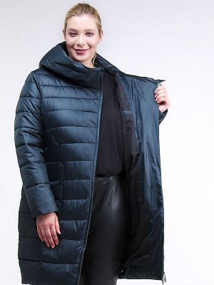 Женская зимняя классика куртка с капюшоном болотного цвета 1968_20Bt