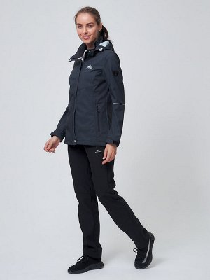 Женский осенний весенний костюм спортивный softshell темно-серого цвета 02038TC