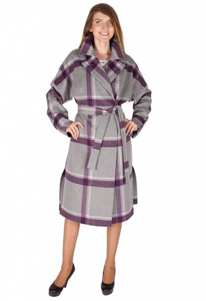 Женское осеннее весеннее пальто фиолетового цвета 16304F