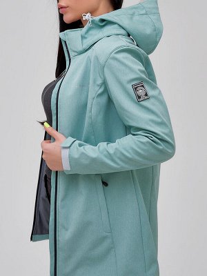 Женский осенний весенний костюм спортивный softshell бирюзового цвета 02023Br