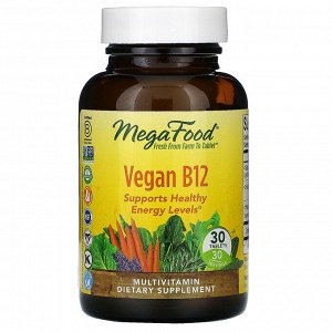 MegaFood, веганский витамин B12, 30 таблеток