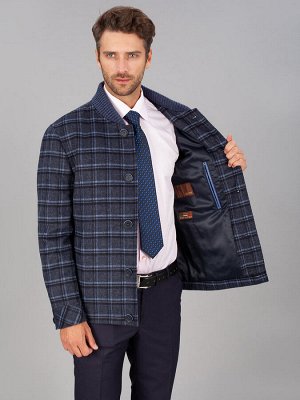 2073У S DK. NAVY BLUE CHECK/ Пальто мужское