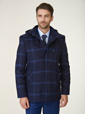 2082 s dk navy check/ пальто мужское