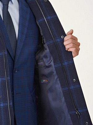 2082 s dk navy check/ пальто мужское