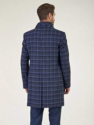 5018-1s dk navy blue chek/ пальто мужское