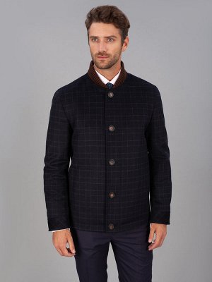 2073У S DK. NAVY WITH CHECK/ Пальто мужское