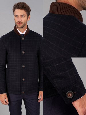 2073У S DK. NAVY WITH CHECK/ Пальто мужское