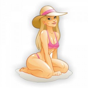 Наклейка Девушка на пляже