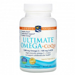 Nordic Naturals, Ultimate Omega + CoQ10, 1280 мг, 60 капсул