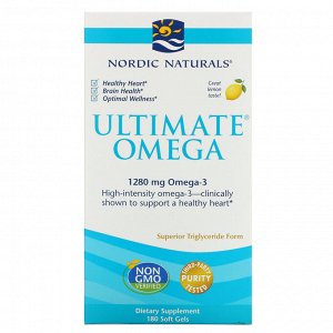 Nordic Naturals, Ultimate Omega, со вкусом лимона, 1280 мг, 180 капсул