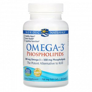 Nordic Naturals, Omega-3 Phospholipids, 750 мг, 60 мягких желатиновых капсул